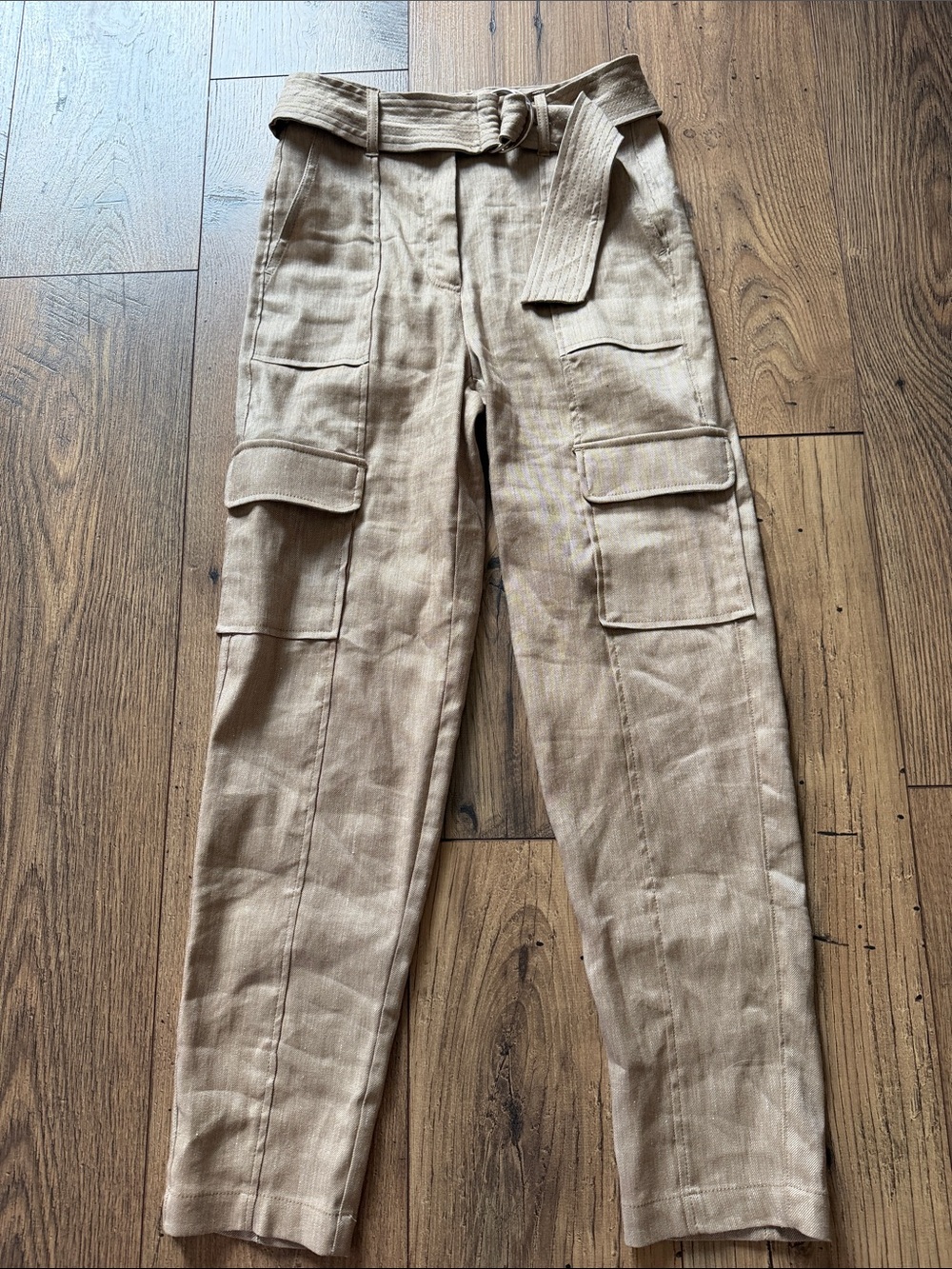 White House Black Market Tapered Ankle 00 Metallic Pants Belted Waist